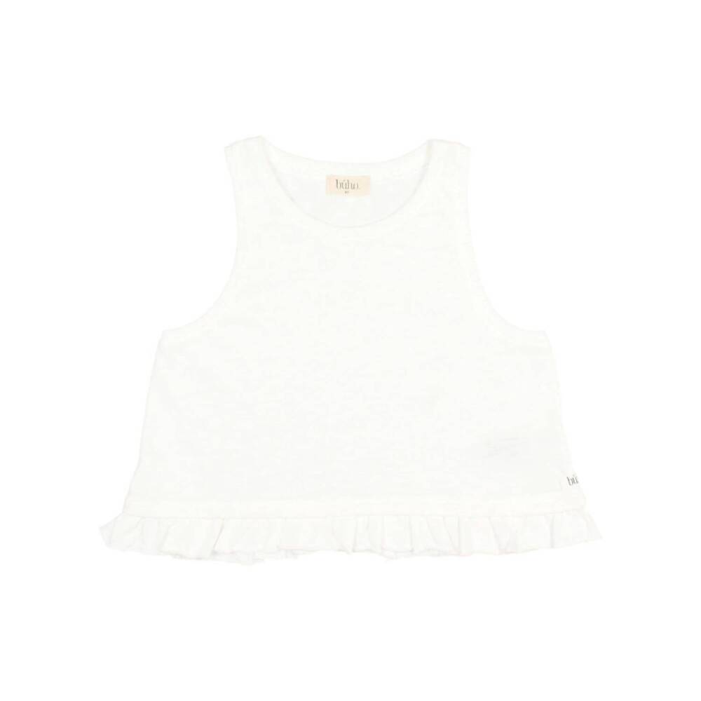 NEW BÚHO girl's summer frill shirt top in white